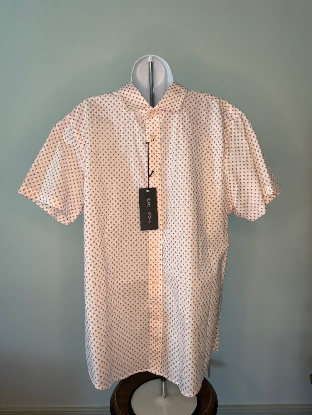 NWT Slate and Stone Palm Print Short Sleeve Button Up XL